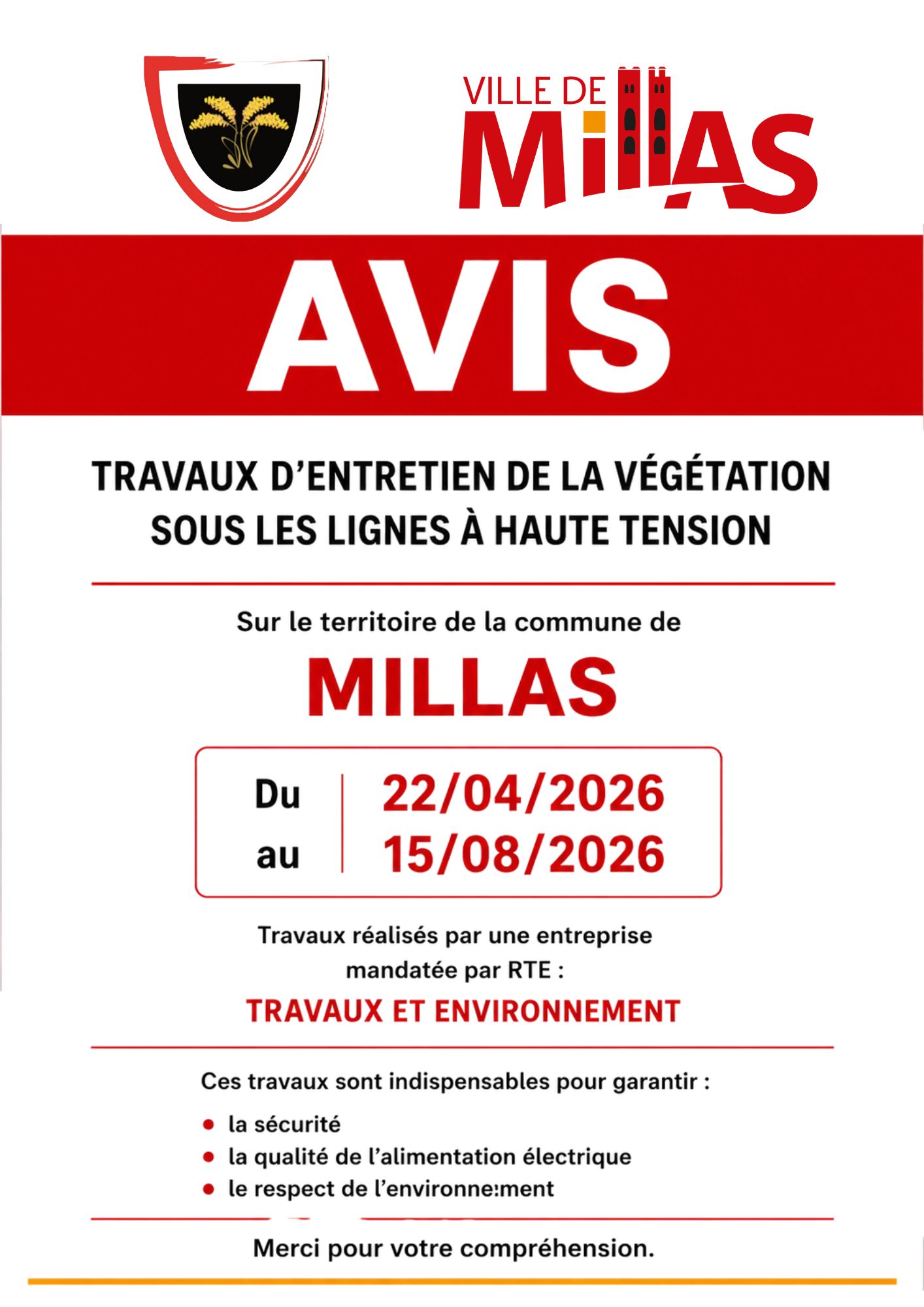 AFFICHE TRAVAUX RTE