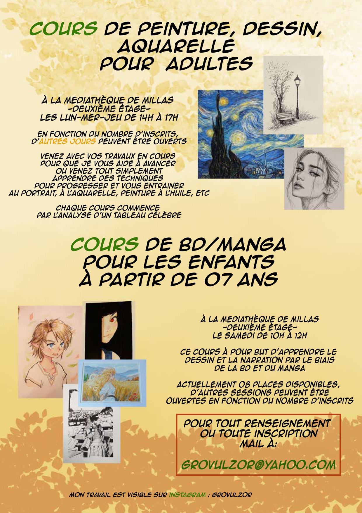Affiche cours de dessin LOW